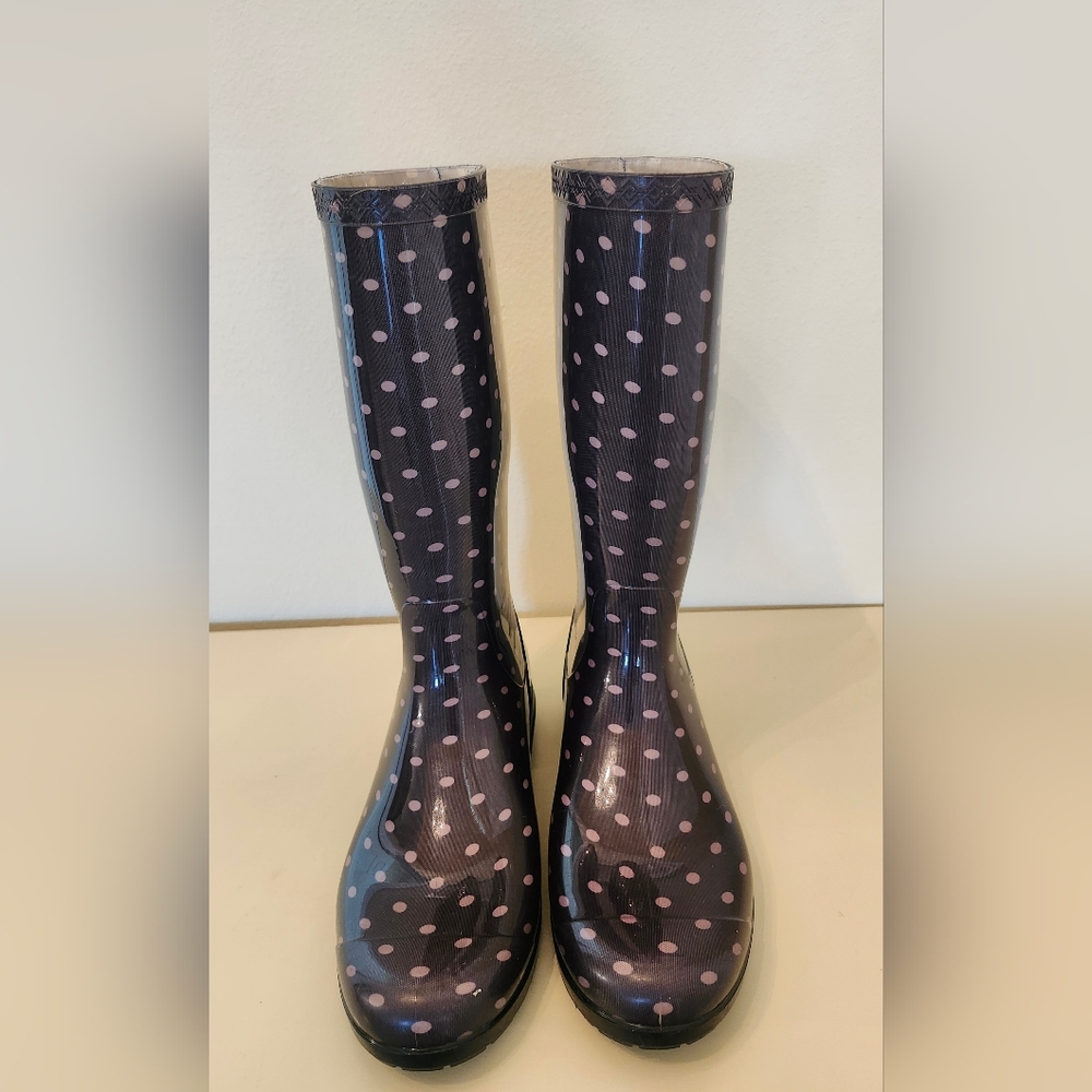 UGG Shaye Rain Boots Women's Size 9 Black Polka Dot - Picture 5 of 10